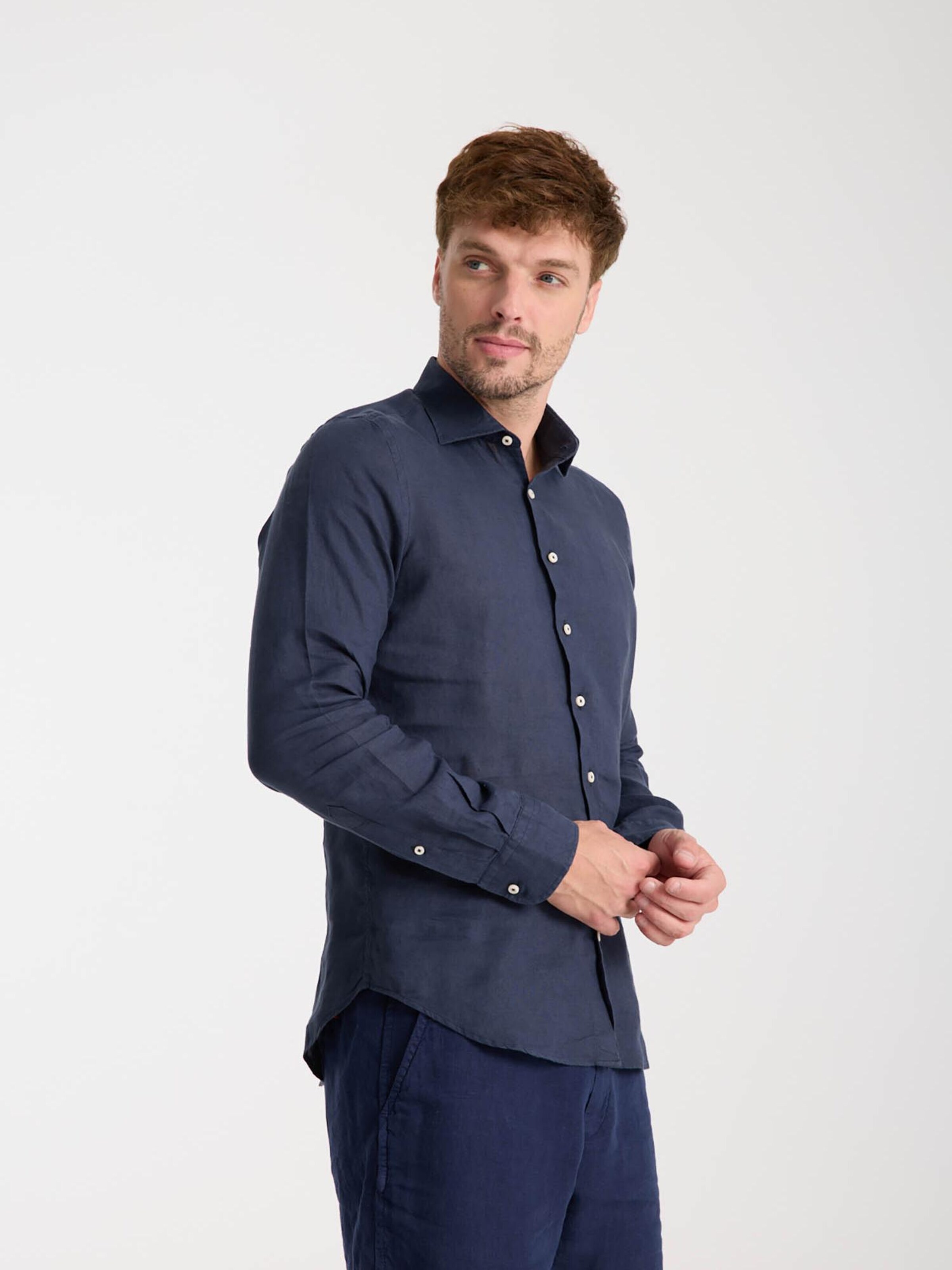 Slim fit Camicia business 'Leonardo Linen Man Shirt' di 7Camicie in blu