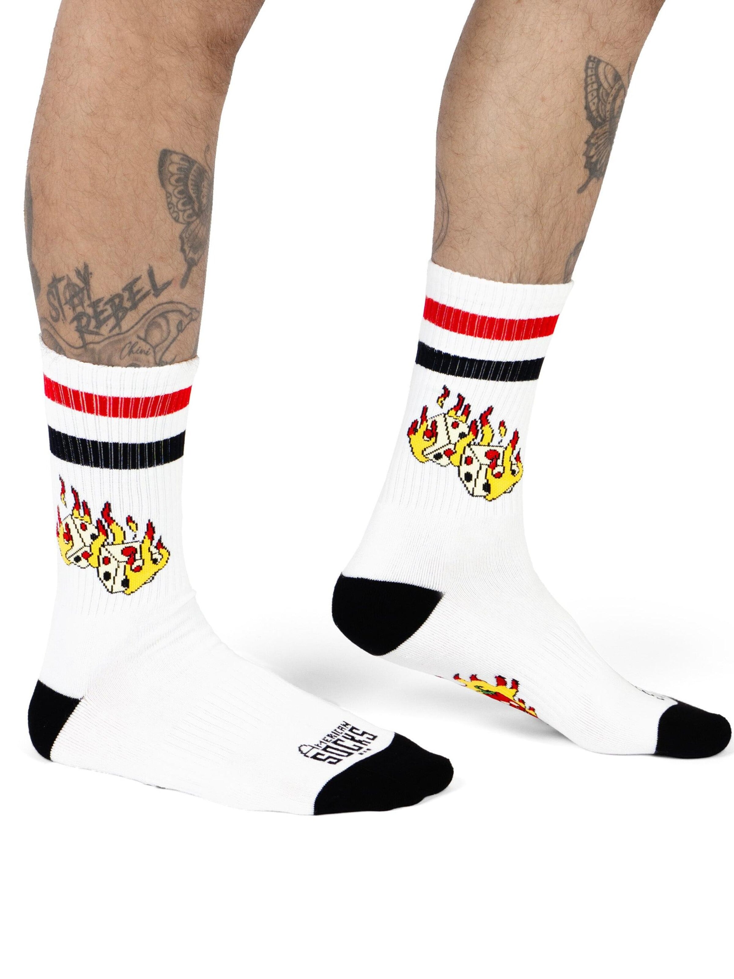 American Socks Socks 'Roll the dice - Mid High' in White