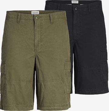 JACK & JONES Loosefit Cargobyxa 'COLE' i grön: framsida