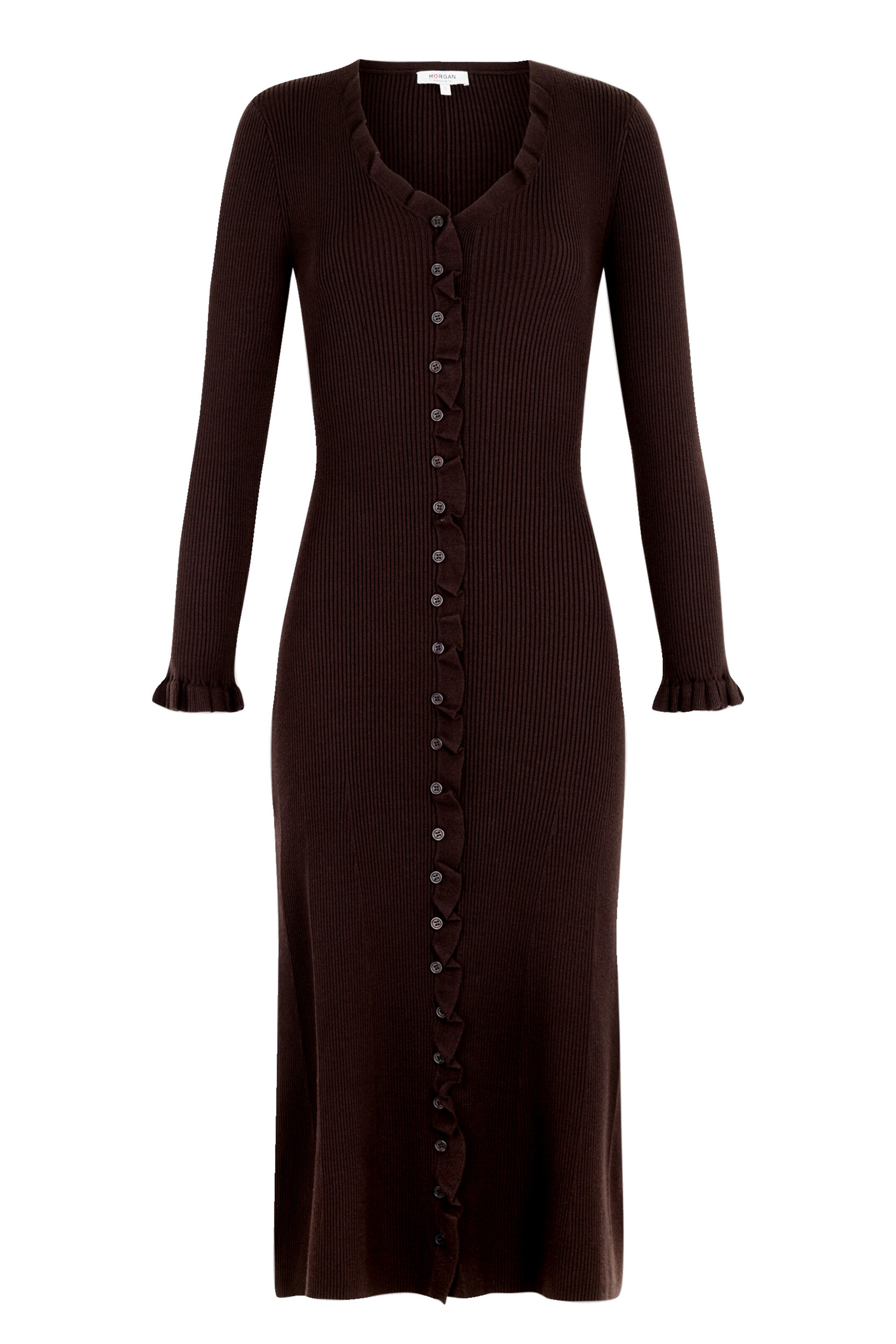 Morgan - Vestido de punto en marrón: frente