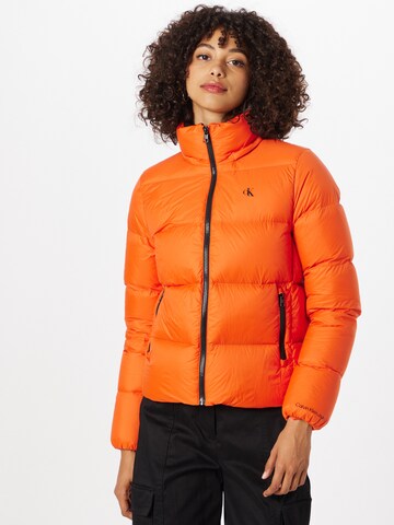 Calvin Klein Jeans Winter Jacket in Orange: front