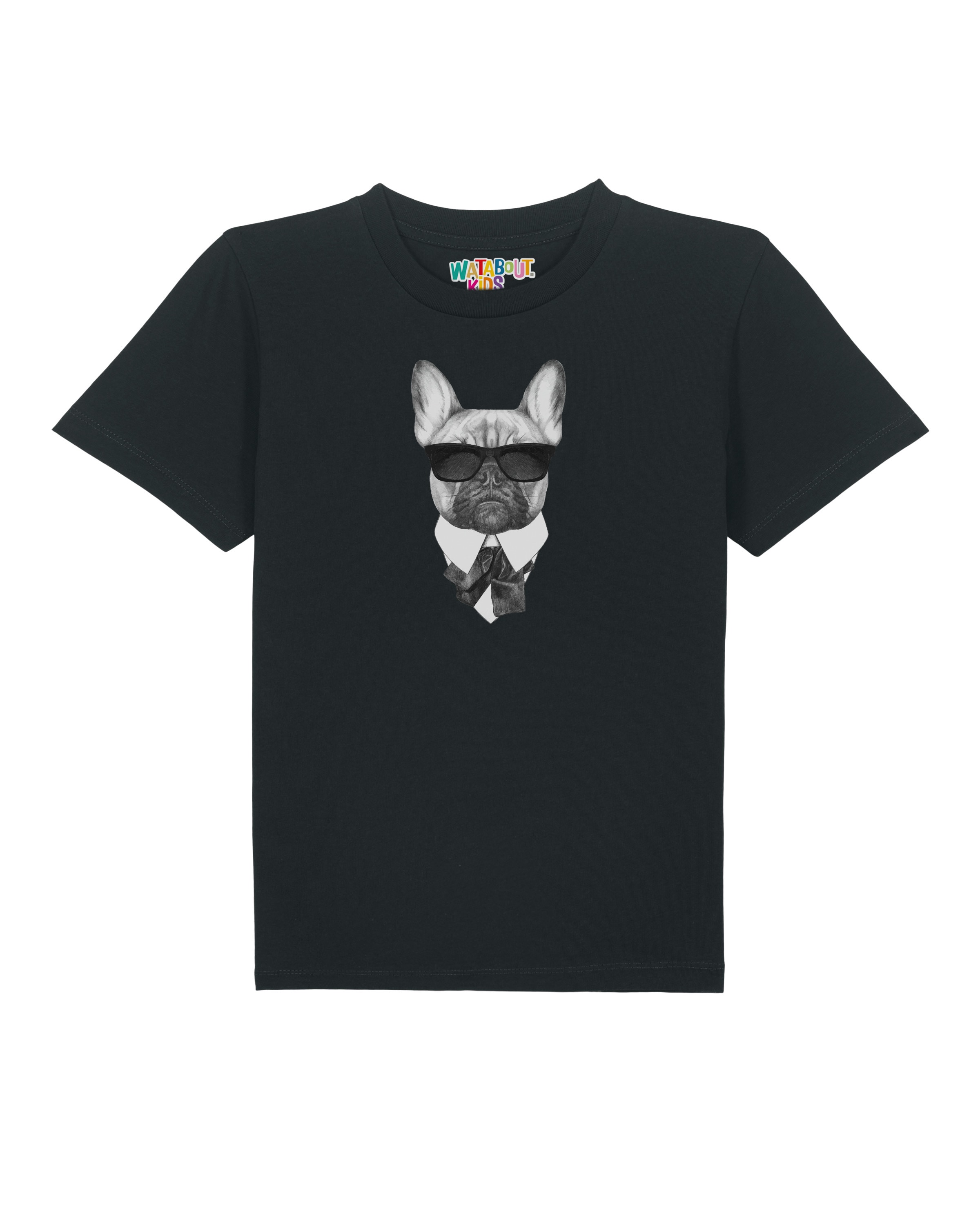 Maglietta 'Ein fescher Hund' di watabout.kids in nero: frontale
