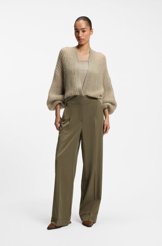 BOSS Wide leg Pleated Pants 'Tarima' in Green