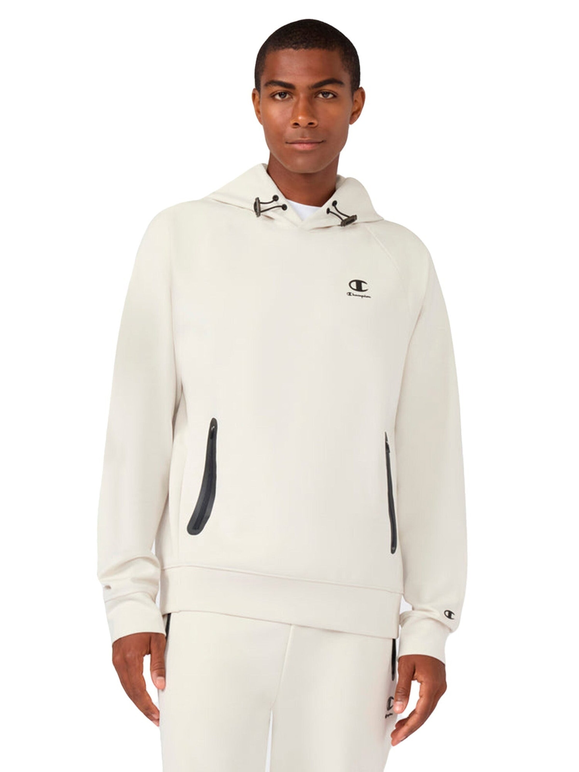 Felpa 'HOODED SWEATSHIRT IVORY' di Champion in beige: frontale
