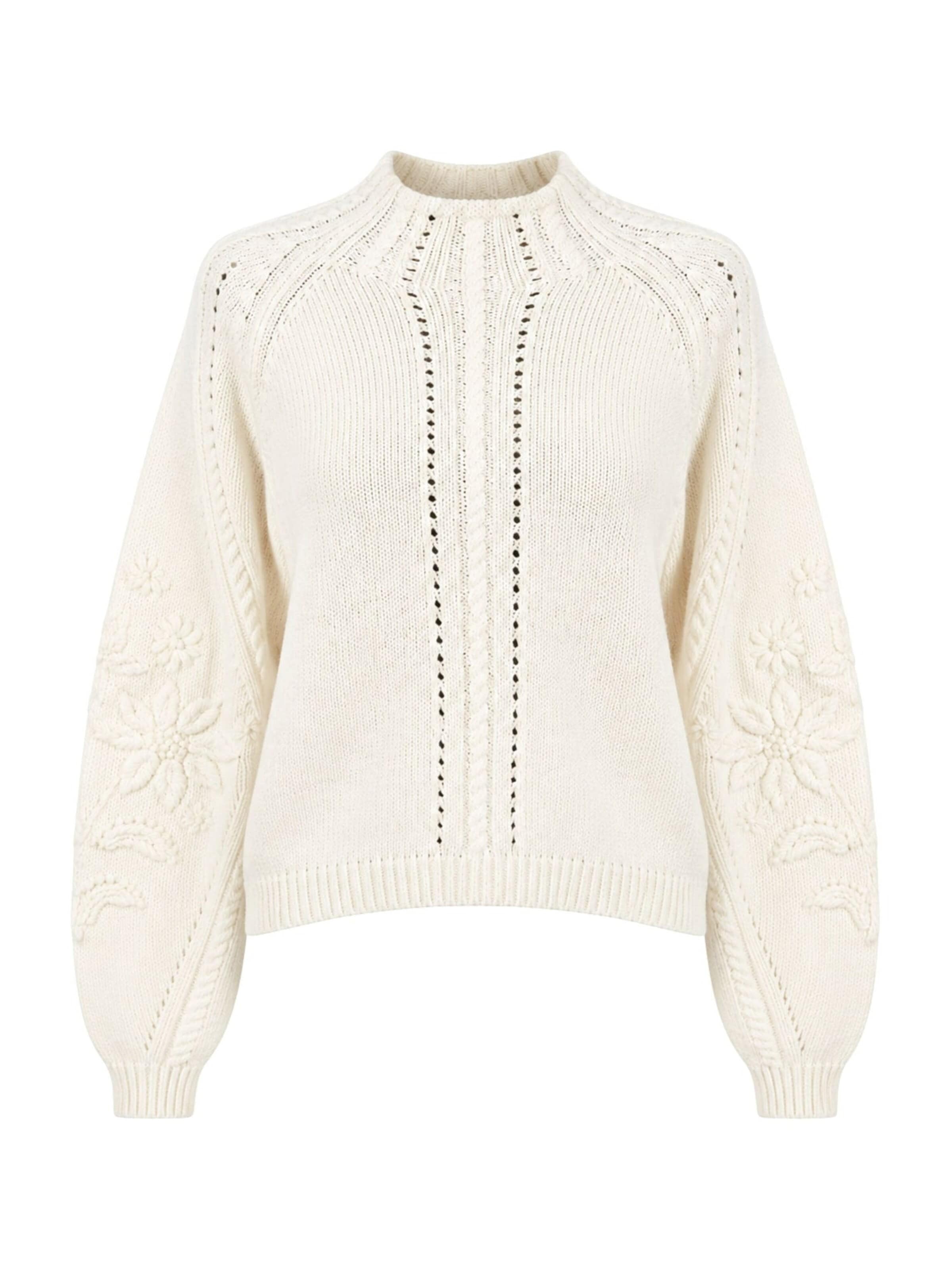 Twinset Sweater 'Wool blend sweater with openwork knit' in White: front