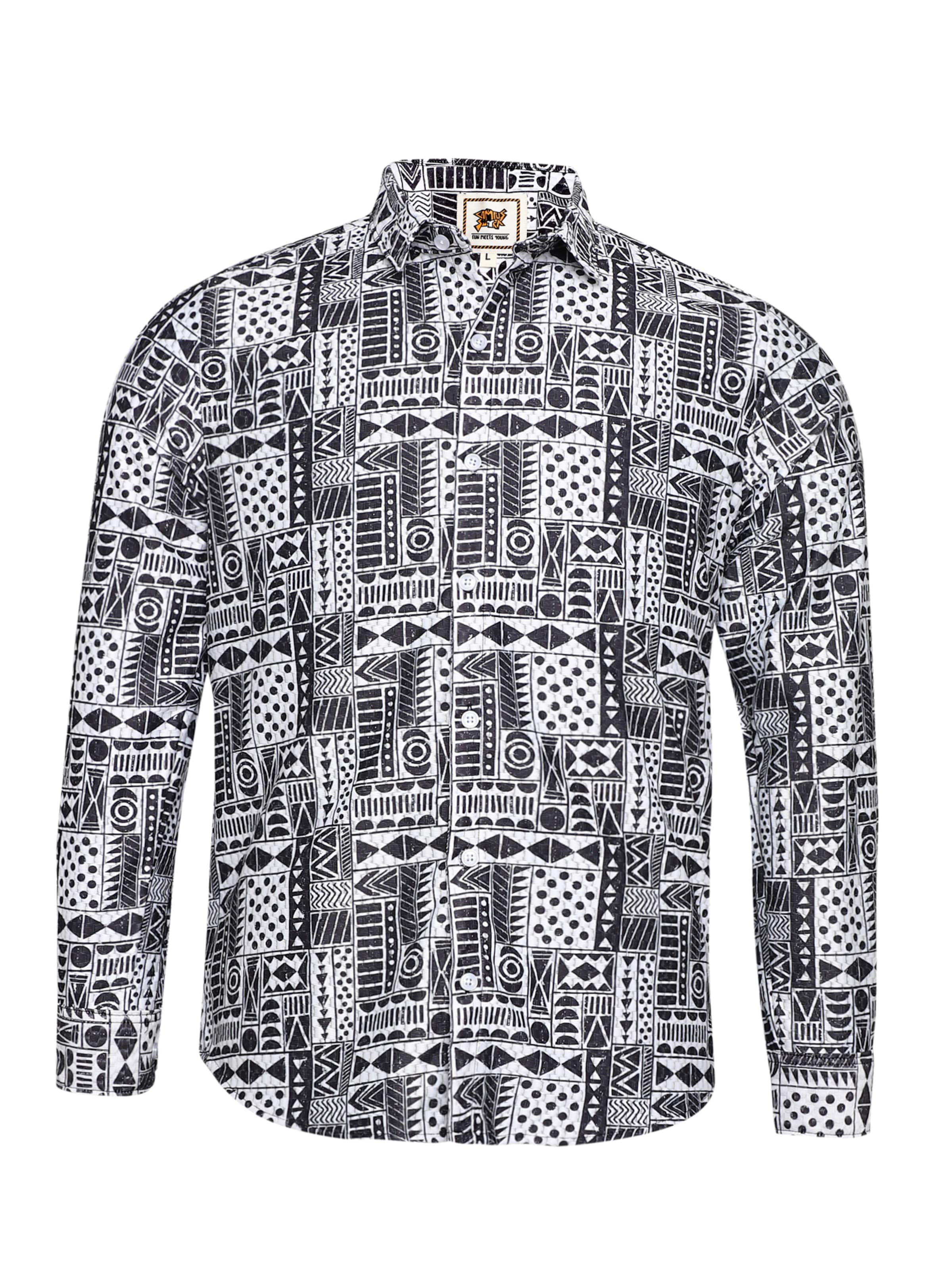 Campus Sutra Skjorta i svartmelerad / vit, Produktvy