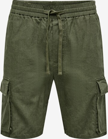 Regular Pantalon cargo 'Sinus' Only & Sons en vert : devant