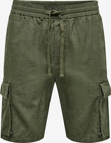 Regular Pantalon cargo 'Sinus' Only & Sons en vert : devant
