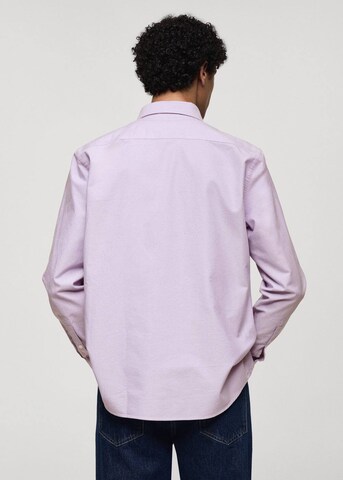 MANGO MAN Regular fit Button Up Shirt 'Oxford' in Purple