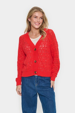 SAINT TROPEZ Gebreid vest 'Juna' in Rood: voorkant