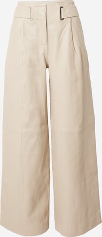 REMAIN Wide leg Broek in Beige: voorkant