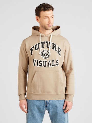 Sweat-shirt QS en beige : devant