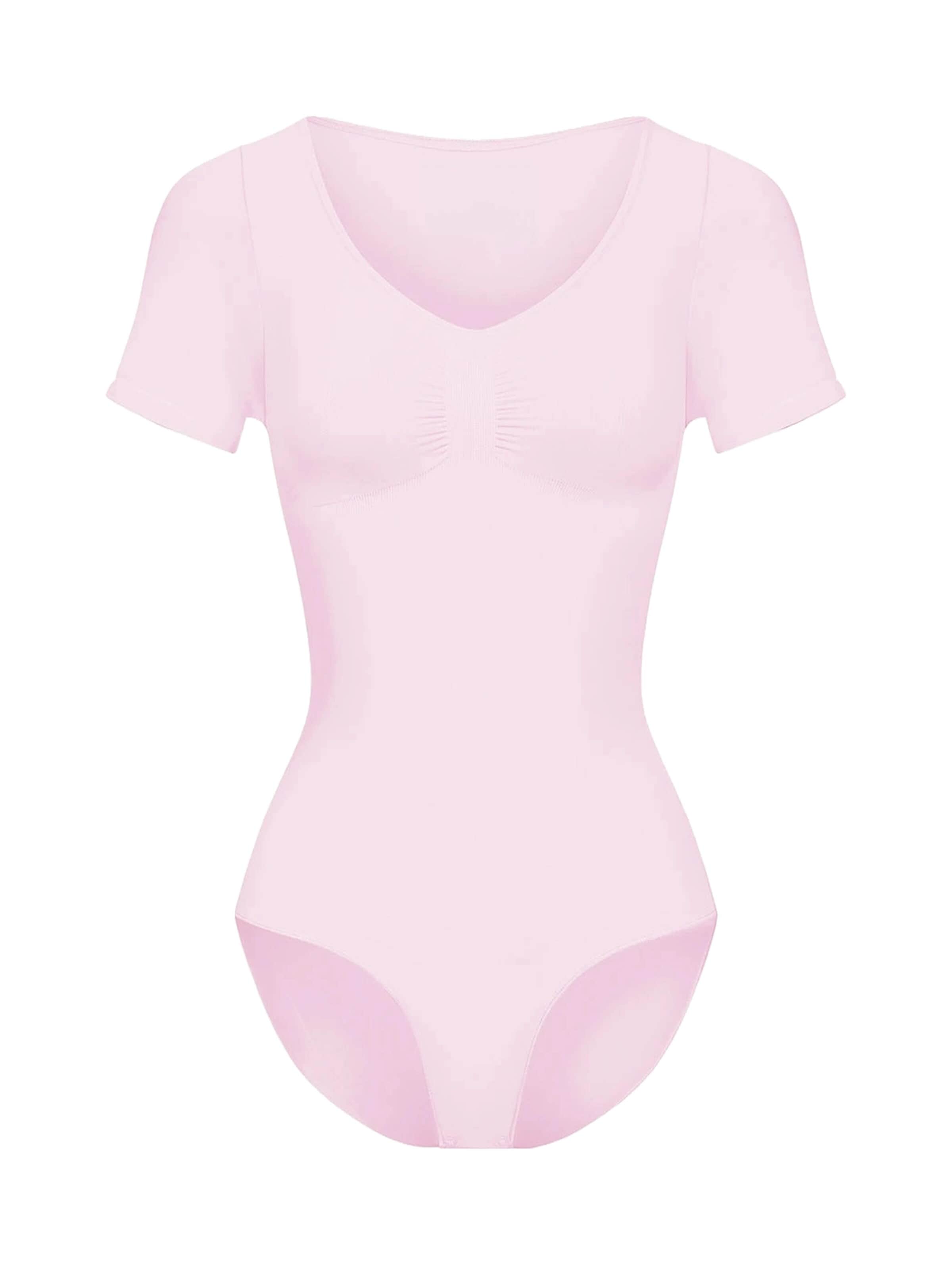cfab Shapingbody 'T-Shirt Bodysuit Sculpting Shapewear mit Slip' in Roze: voorkant