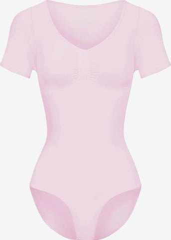 cfab Shapingbody 'T-Shirt Bodysuit Sculpting Shapewear mit Slip' in Roze: voorkant