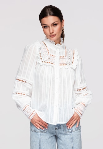 Ombre Blouse in White: front