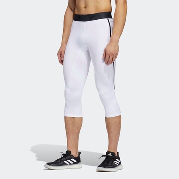 ADIDAS SPORTSWEAR Skinny Workout Pants 'Alphaskin' in White: front