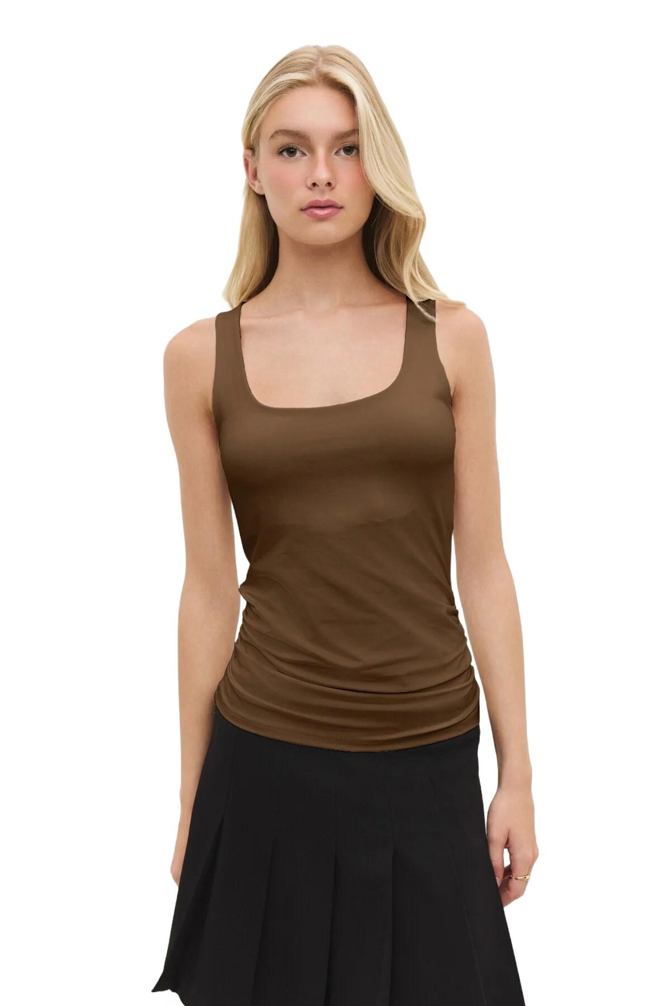 No Matter What Top in Brown: front