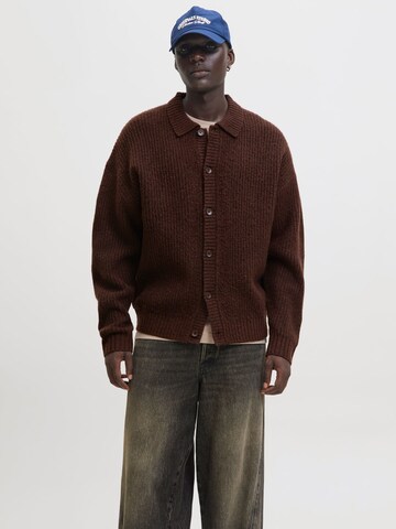 JACK & JONES Knit cardigan in Brown: front
