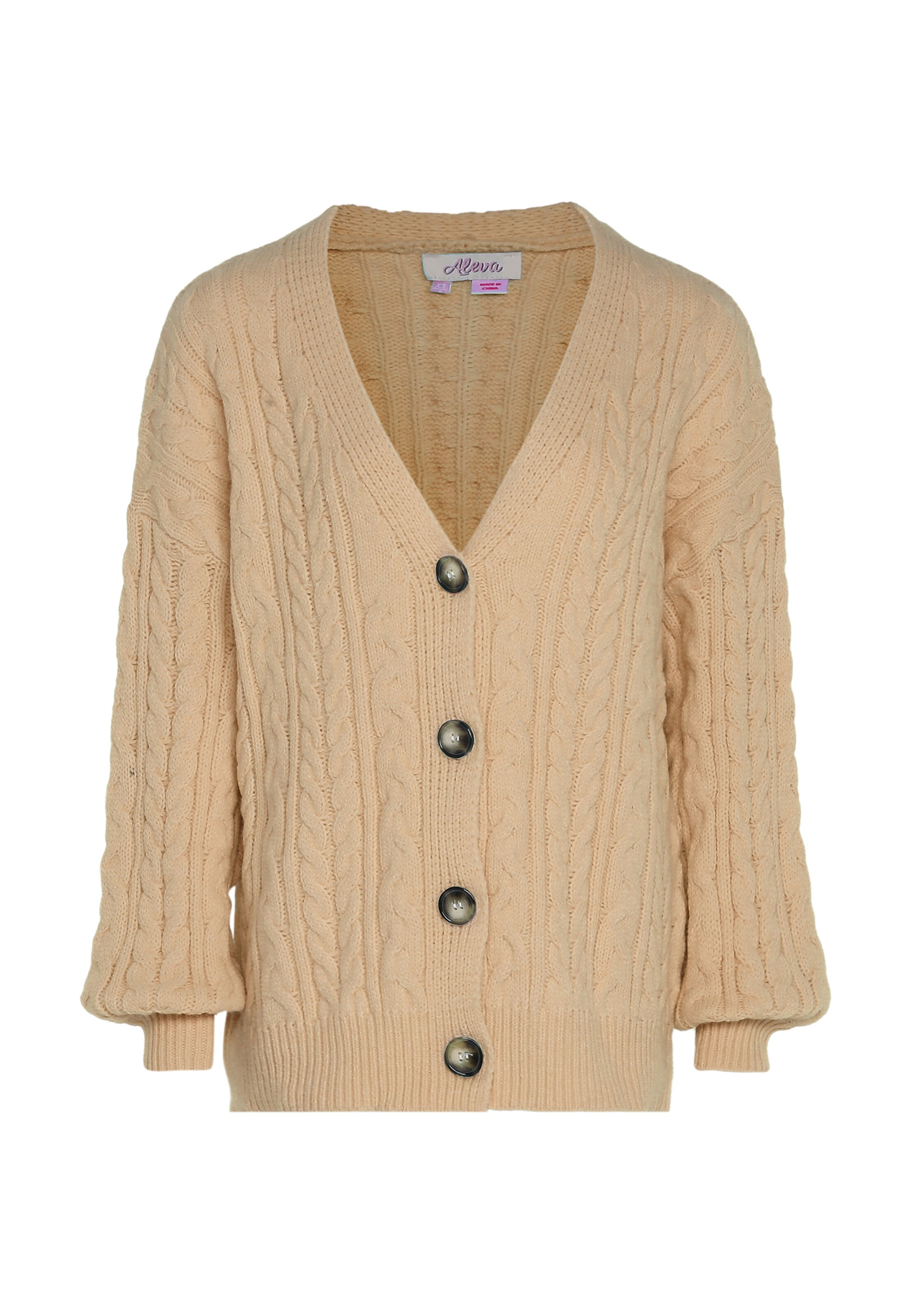 aleva Gebreid vest in Beige: voorkant