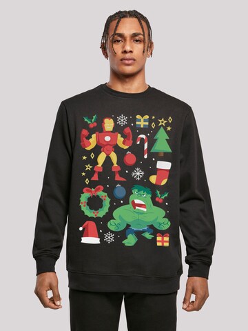 F4NT4STIC Sweatshirt 'Marvel Universe Iron Man And Hulk Christmas Day' in Black: front