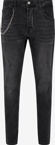 2Y Premium Tapered Jeans in Zwart: voorkant