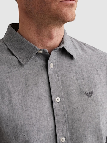 PME Legend Regular fit Skjorta 'Cotton/linen shirt with embroidered logo' i blå