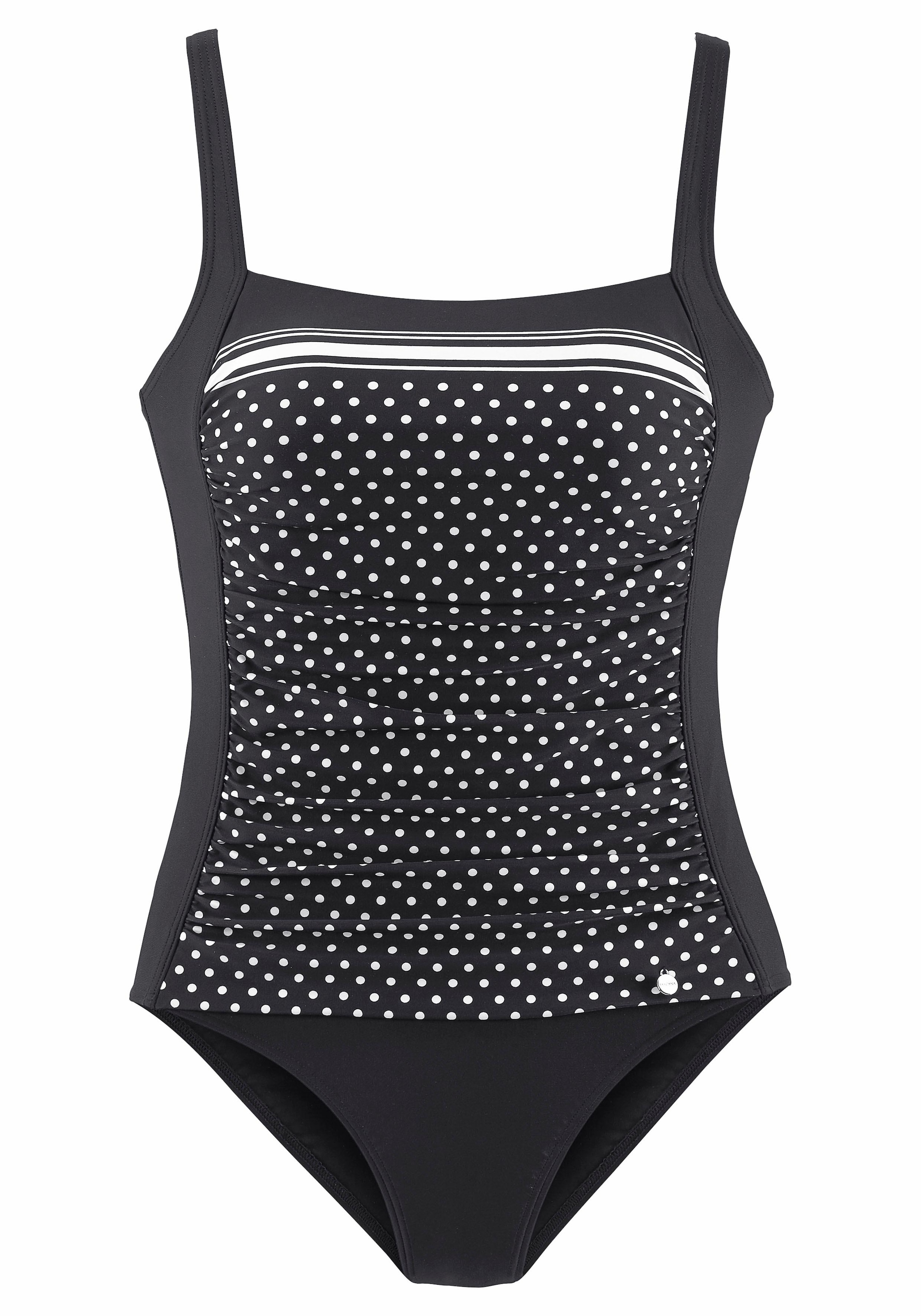 LASCANA Korzetová Stahovací plavky – černá: přední strana