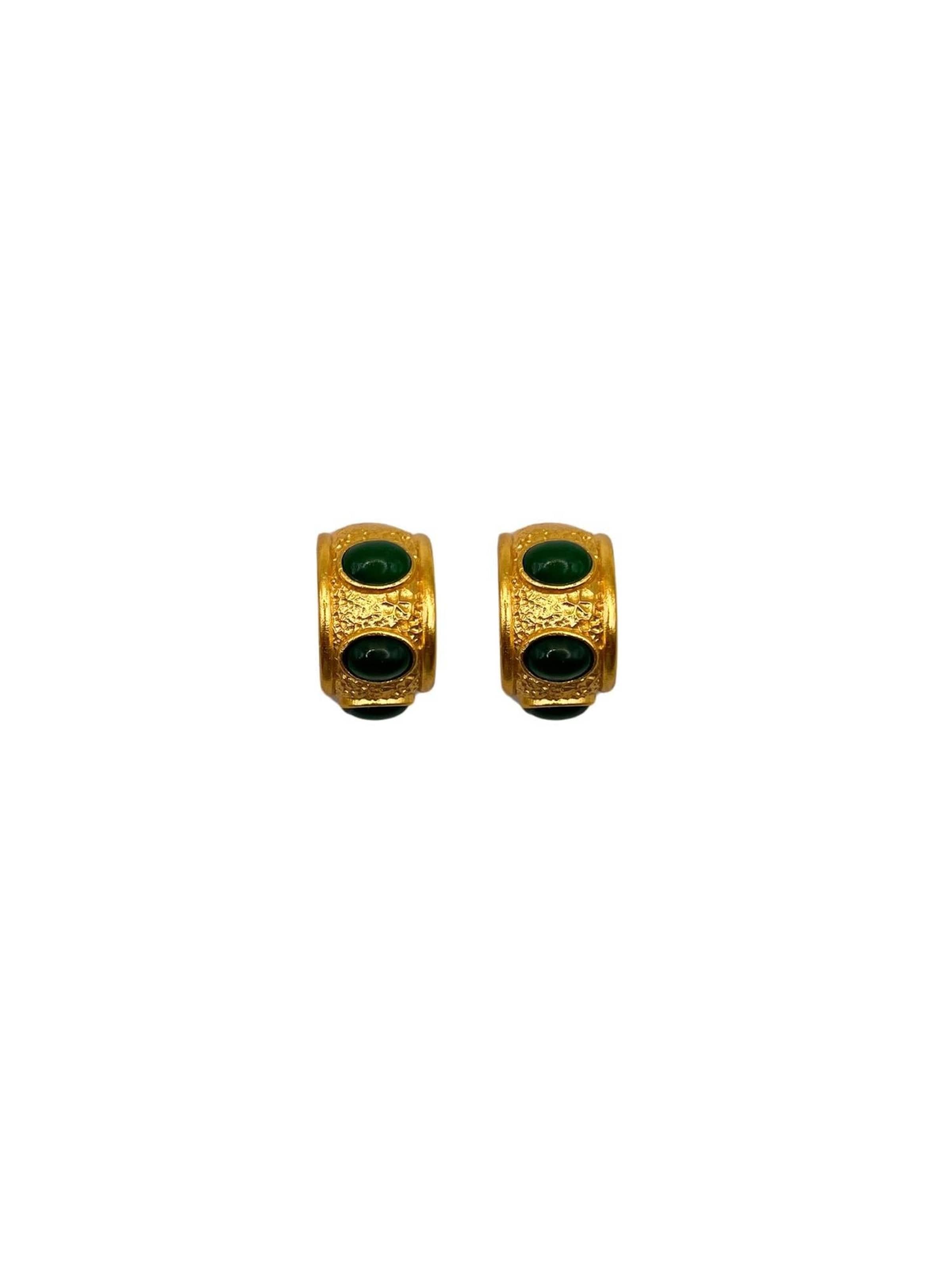 Boucles d'oreilles 'Emerald Crown Hoops' Les Reines en or