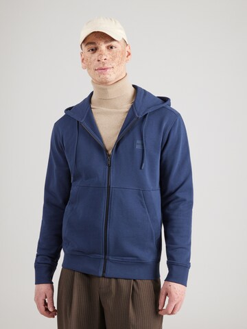 BOSS Zip-Up Hoodie 'Zetalky' in Blue: front