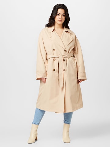 Manteau mi-saison Vero Moda Curve en beige : devant