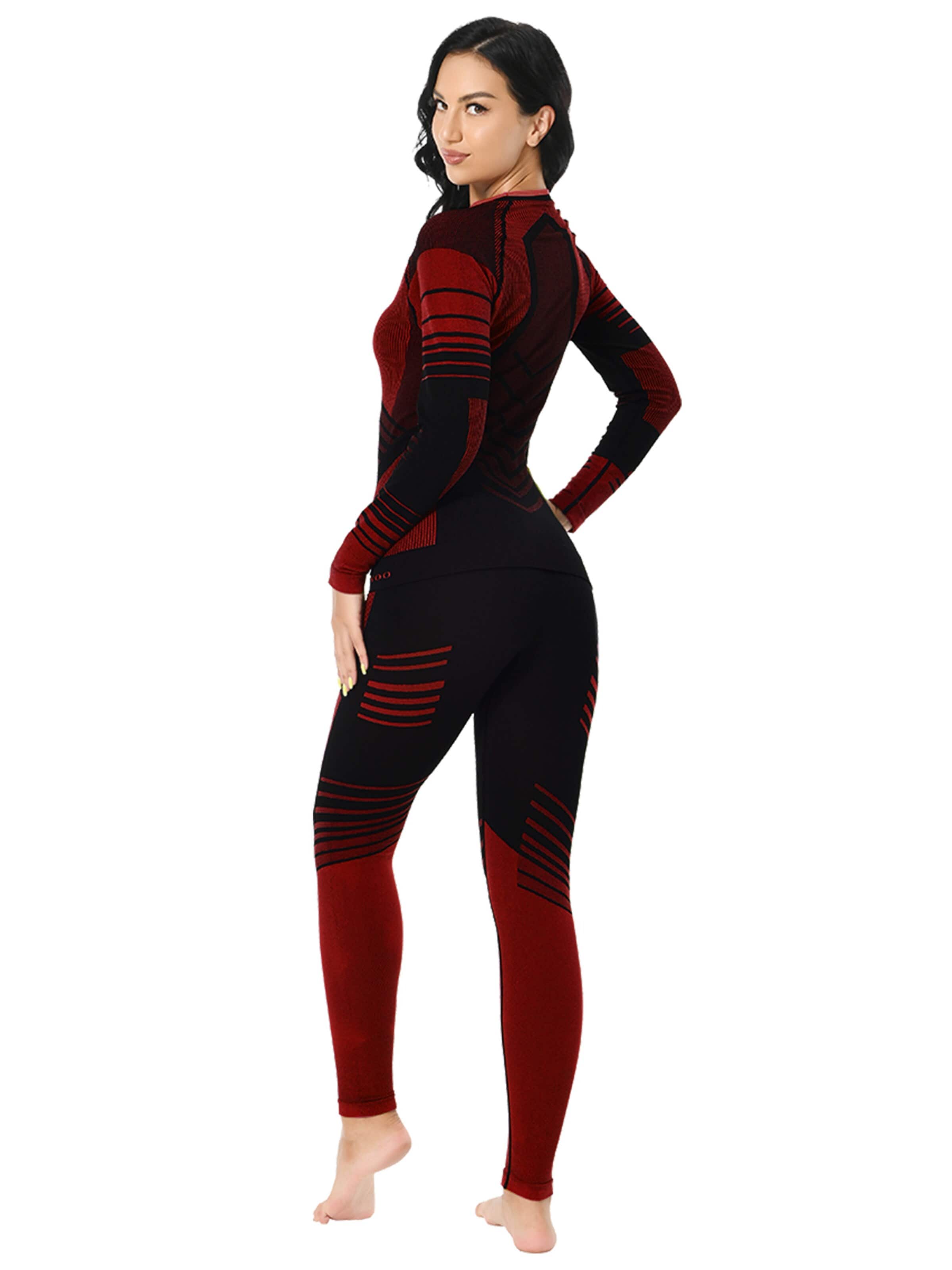 MEETWEE Athletic Bodysuit 'Ski Base Layer for Skiing and Running' in Red