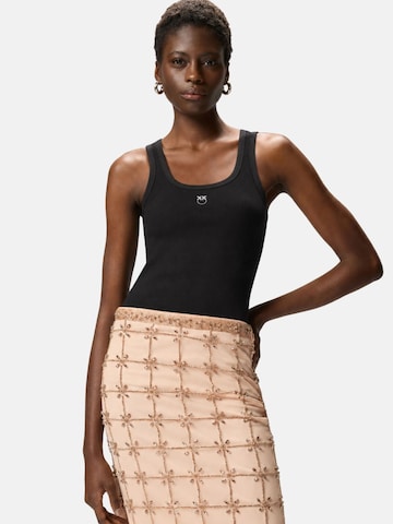 PINKO Top 'PINKO CALCOLATORE CANOTTIERA COSTINA COTONE LOGO METAL canotta'‌‌‌ in Schwarz: Vorderseite