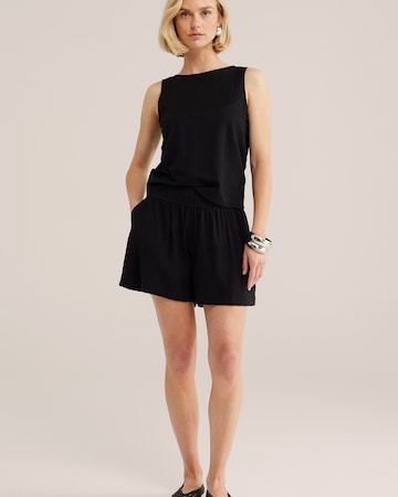 juoda WE Fashion Laisvas Kelnės: priekis