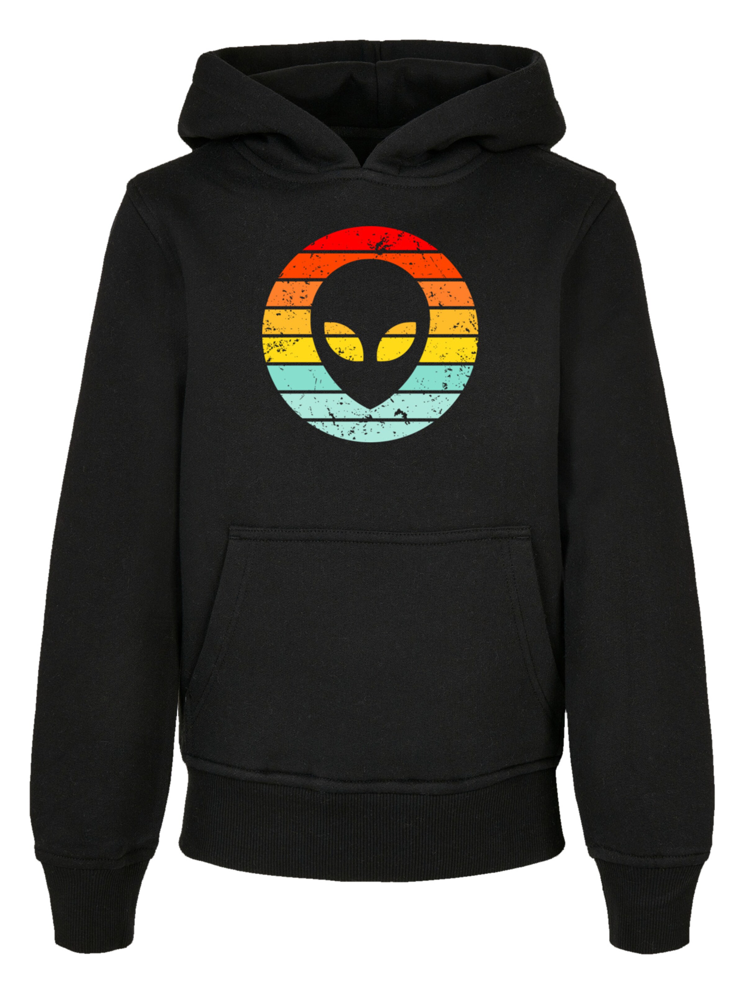 F4NT4STIC Sweatshirt 'Alien Head Retro Sunset Cutout' in Black: front