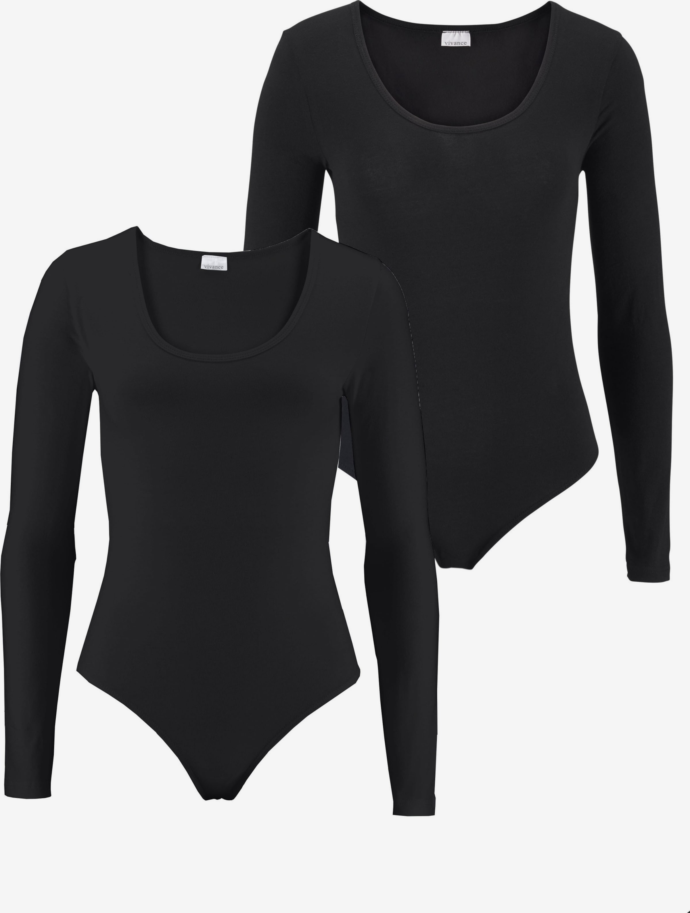 VIVANCE Damen Langarmbody 2er-Pack – Aus Baumwolle, Mit Hakenverschluss, Bequeme Basics