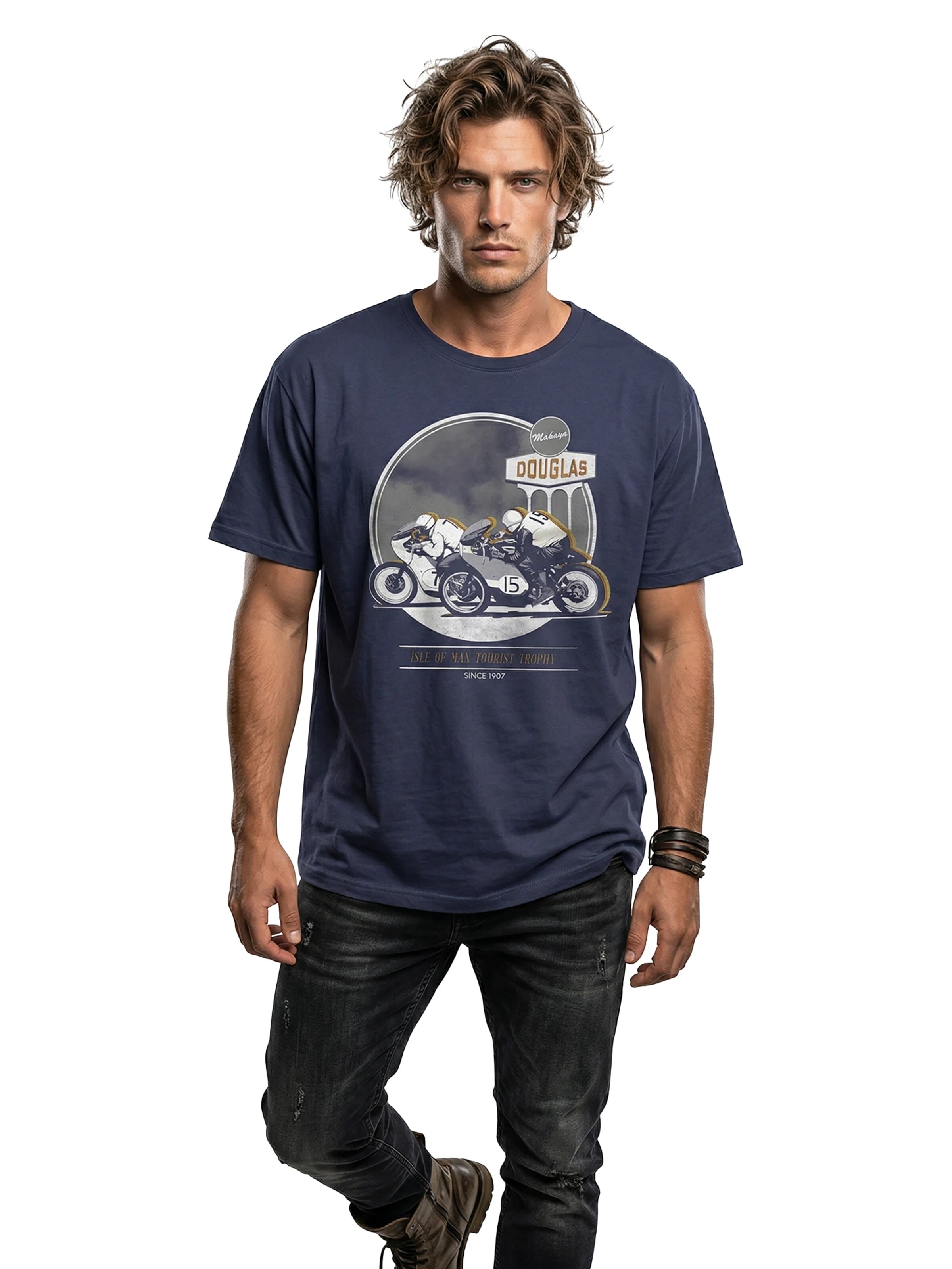 MAKAYA Shirt 'Isle of Man' in Blue: front