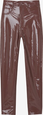 Skinny Pantalon Pull&Bear en marron : devant