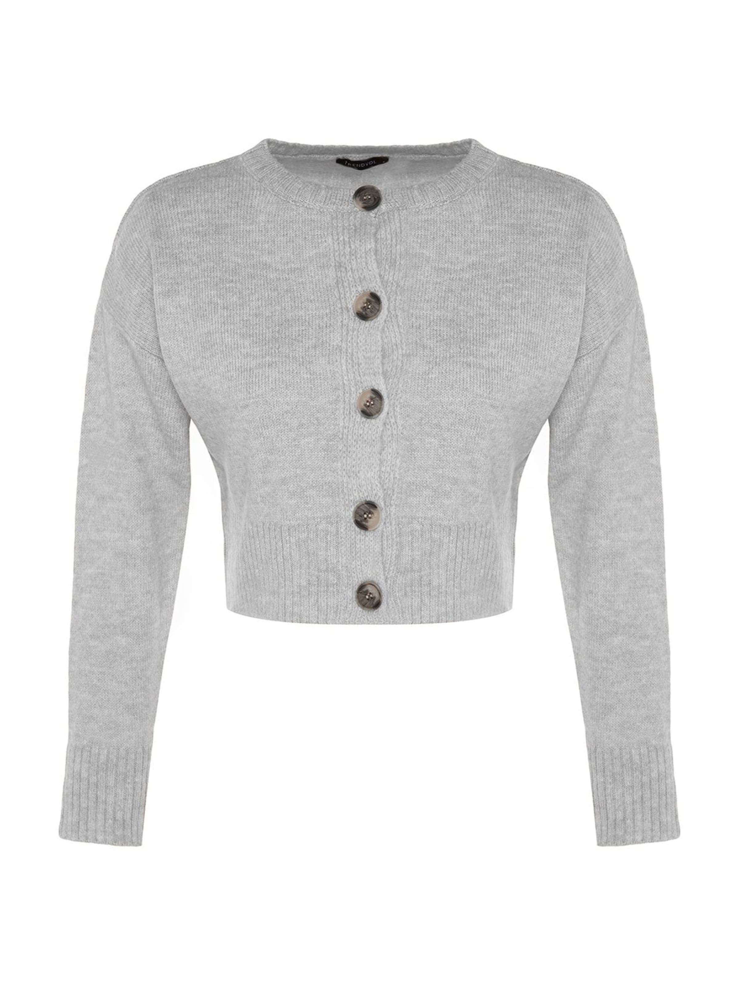 Trendyol Πλεκτή ζακέτα σε γκρι: μπροστά