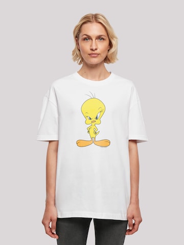 F4NT4STIC Shirt 'Looney Tunes Angry Tweety' in Wit: voorkant