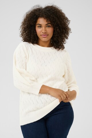 KAFFE CURVE Pullover 'Anita' in Weiß: Vorderseite