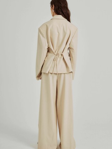NORR Wide Leg Bukser med lægfolder 'Kamin' i beige
