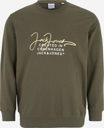 zaļš Jack & Jones Plus Sportisks džemperis 'SPLASH': no priekšpuses