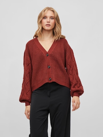 VILA Knit Cardigan in Red: front