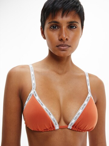 Calvin Klein Swimwear Triangle Bikini top in Orange: front