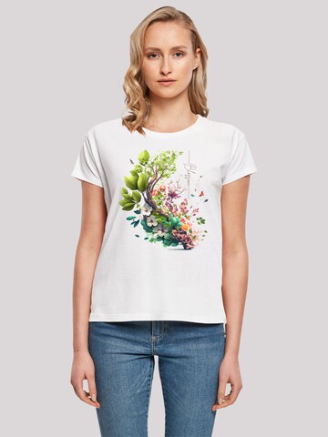 F4NT4STIC Shirt 'Spring Tree' in Wit: voorkant
