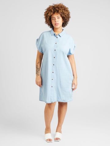 ONLY Carmakoma Платье-рубашка 'BEA' в Синий: спереди