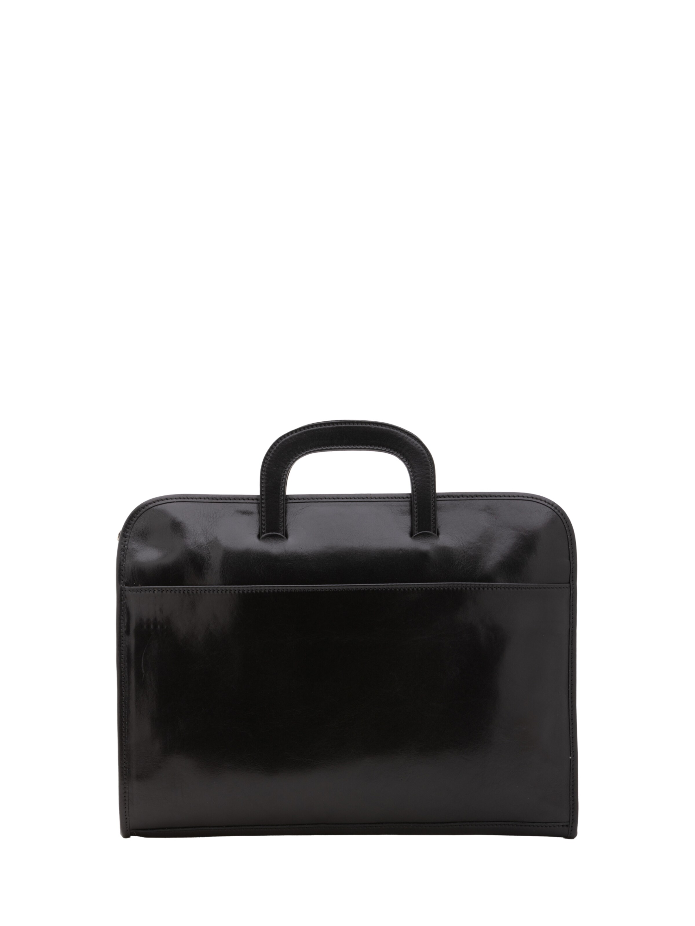 Valigetta ventiquattrore 'Borsa da lavoro uomo vera pelle con zip - Made in Italy' di I Fratelli in nero: frontale