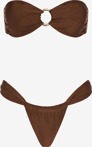 Acuarela Brand - Bandeau Bikini 'Riviera Set' en marrón: frente
