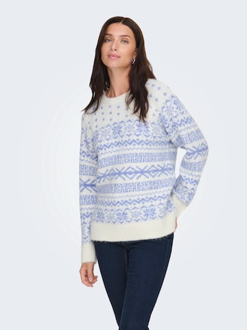 ONLY Sweter 'ONLXMAS NORDIC' w kolorze biały: przód