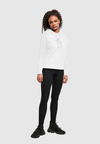Merchcode Sweatshirt 'Peace - Scribble Hand Heart' in White